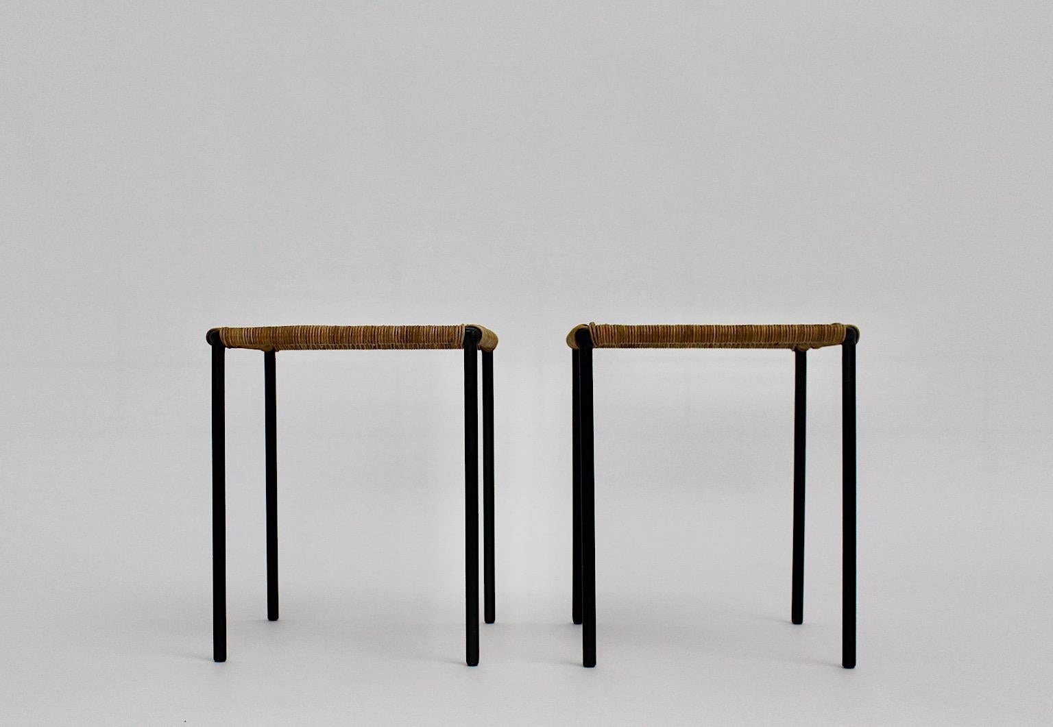 Mid Century Modern Vintage Duo Pair Side Table Sofa Table Carl Auboeck Austria 5