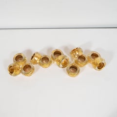Mid-Century Modern Vintage Faceted Lucite and Gold Leaf Napkin Rings