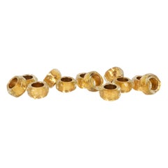 Mid-Century Modern Vintage Faceted Lucite and Gold Leaf Napkin Rings