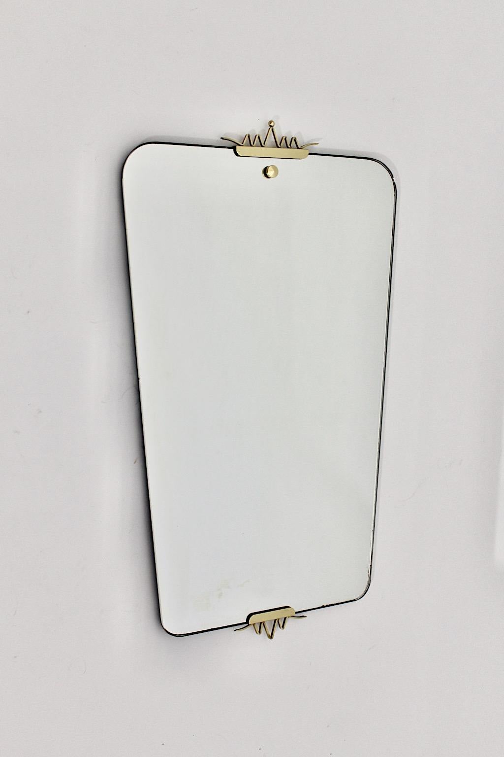 Mid-Century Modern Vintage Fireplace Mirror Brass Wall Mirror Gio Ponti Style  In Good Condition For Sale In Vienna, AT