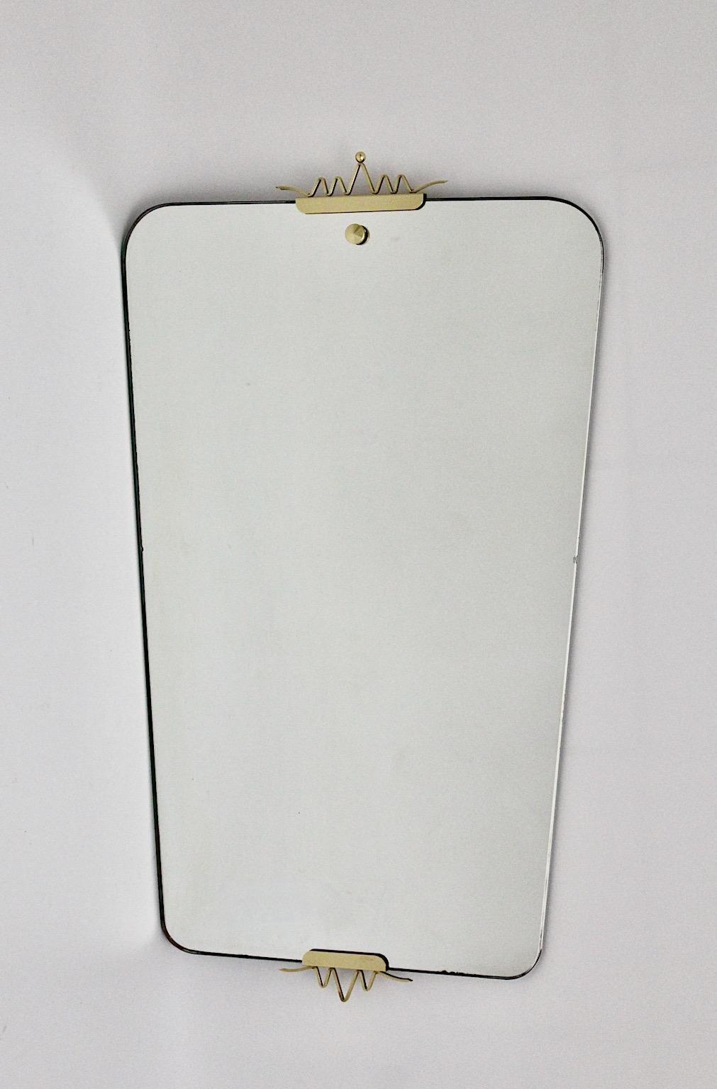 20th Century Mid-Century Modern Vintage Fireplace Mirror Brass Wall Mirror Gio Ponti Style  For Sale