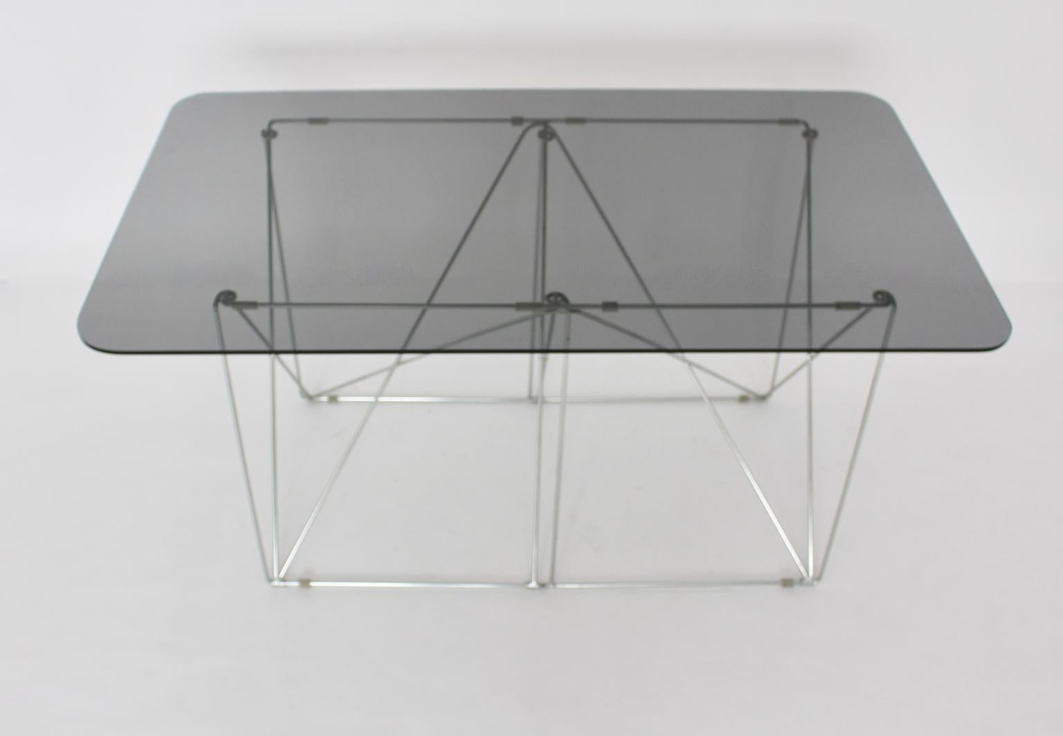 Mid-Century Modern Vintage Foldable Metal Dining Table Max Sauze, circa 1970 For Sale 6