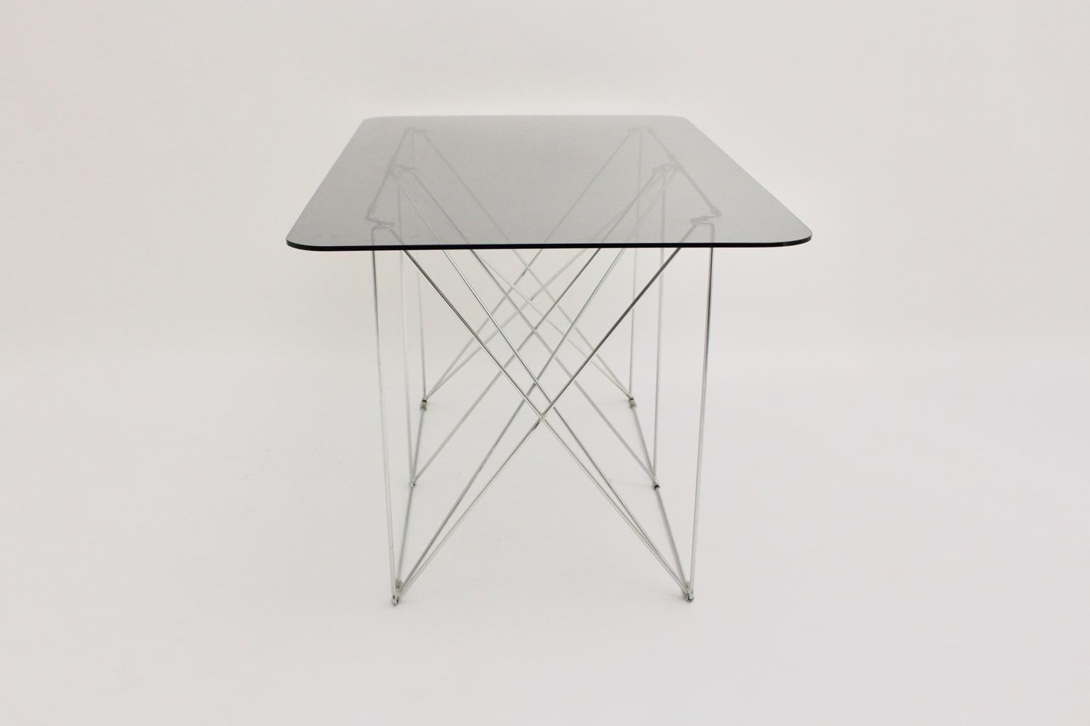 Mid-Century Modern Vintage Foldable Metal Dining Table Max Sauze, circa 1970 For Sale 2
