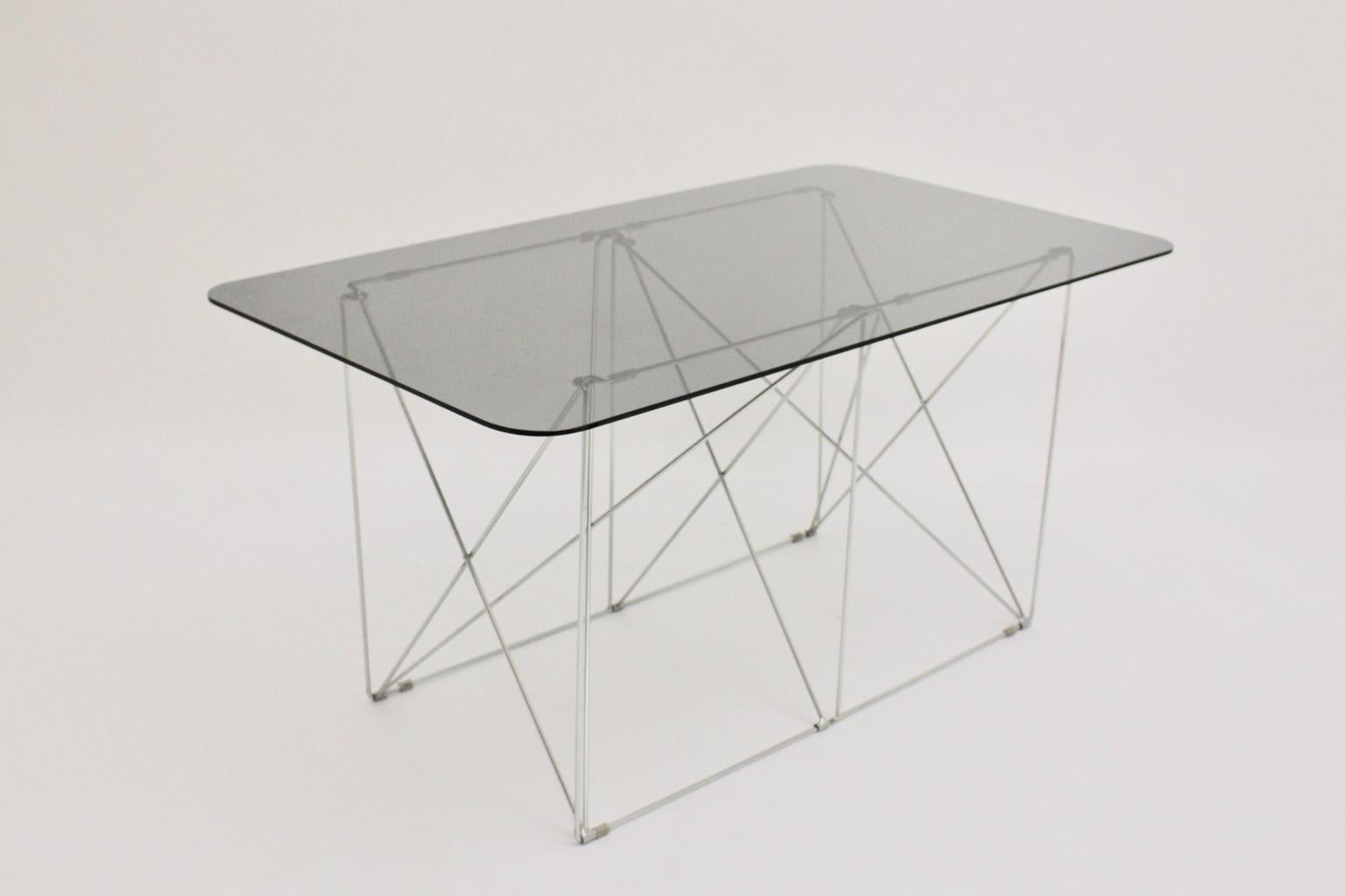 Mid-Century Modern Vintage Foldable Metal Dining Table Max Sauze, circa 1970 For Sale 3