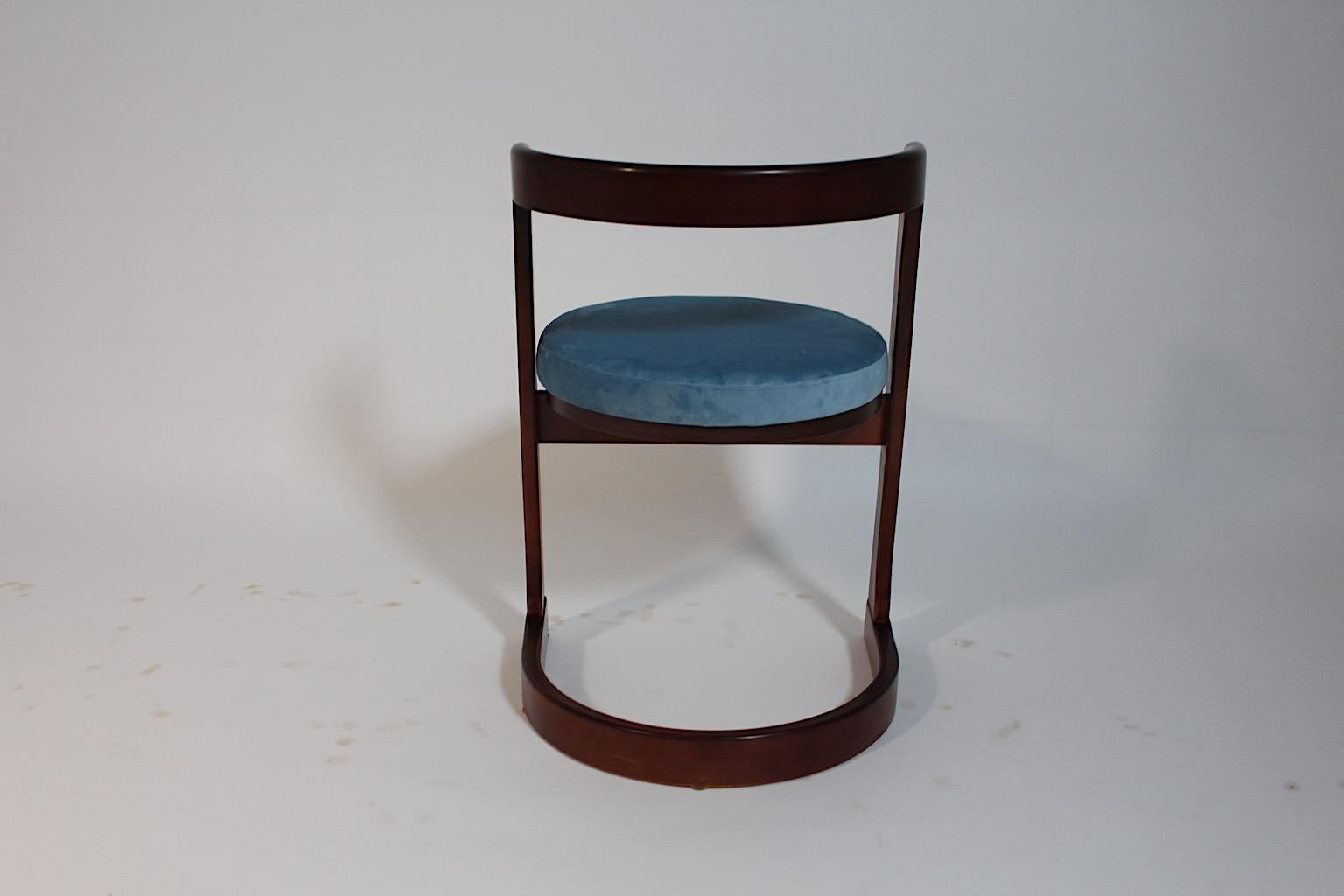 Mid-Century Modern Vintage Four Dining Chairs Beech Blue Willy Rizzo, 1960s, Italy For Sale 6