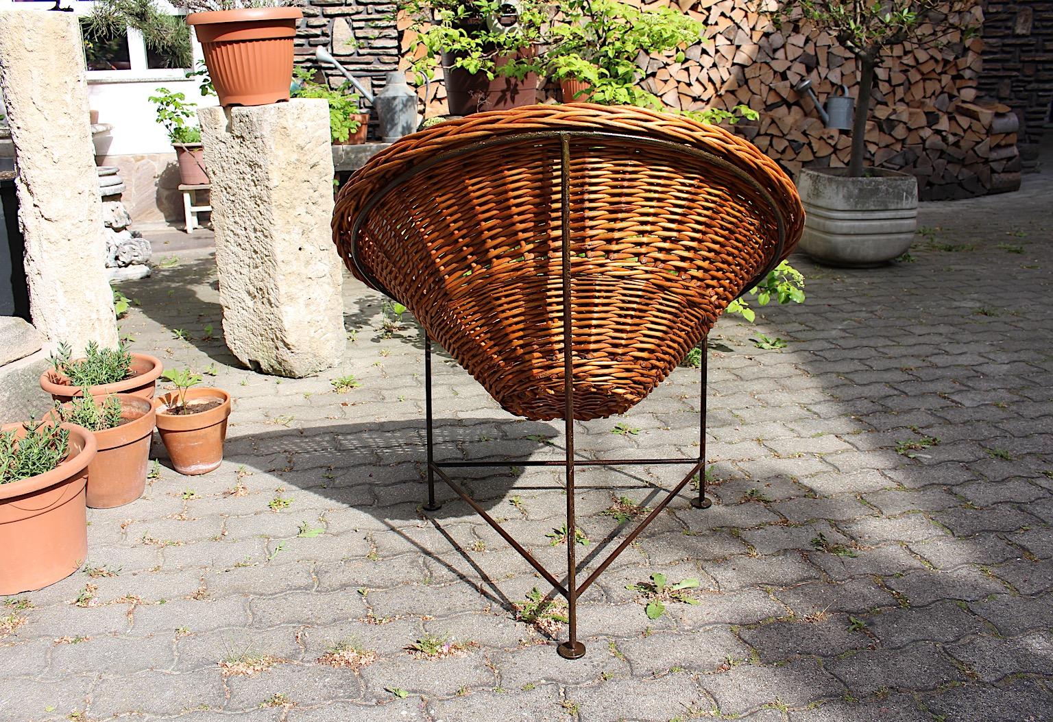 Mid-Century Modern Vintage Four Vintage Willow Lounge Patio Chairs 1950s Austria For Sale 10