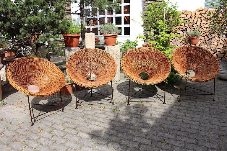 Mid-Century Modern Vintage Four Vintage Willow Lounge Patio Chairs 1950s  Austria For Sale at 1stDibs | vintage mid century outdoor furniture,  vintage mid century modern patio furniture, vintage patio chairs
