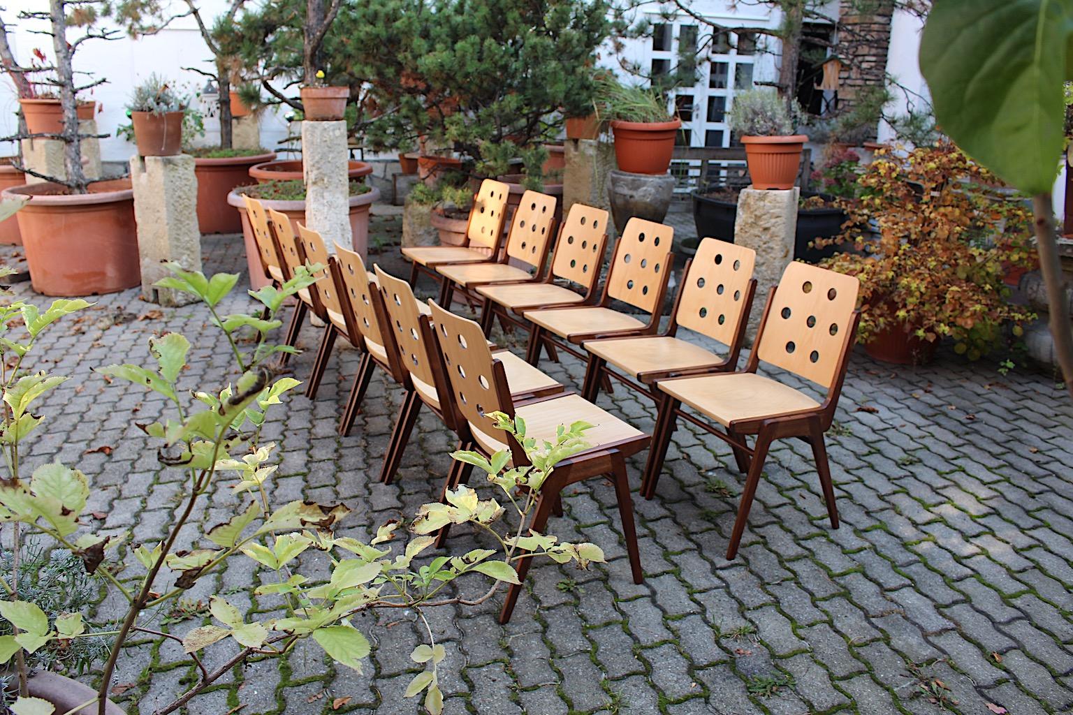 Mid Century Modern Vintage Franz Schuster Bicolor Dining Chairs 1950s Vienna  For Sale 7