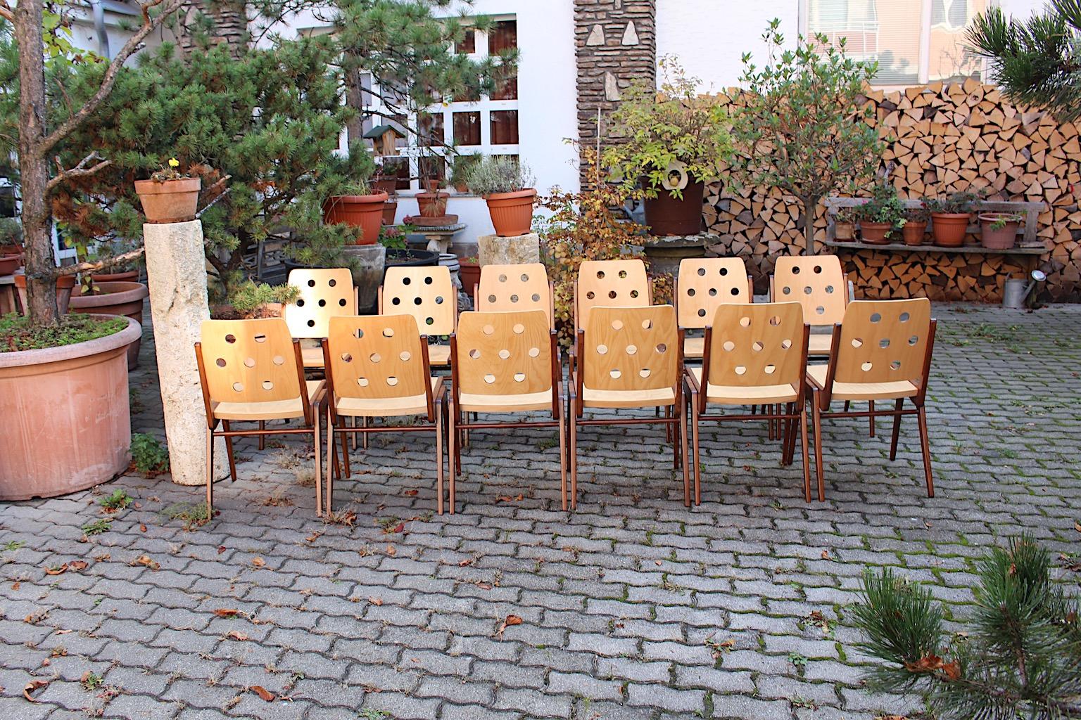 Mid Century Modern Vintage Franz Schuster Bicolor Dining Chairs 1950s Vienna  10