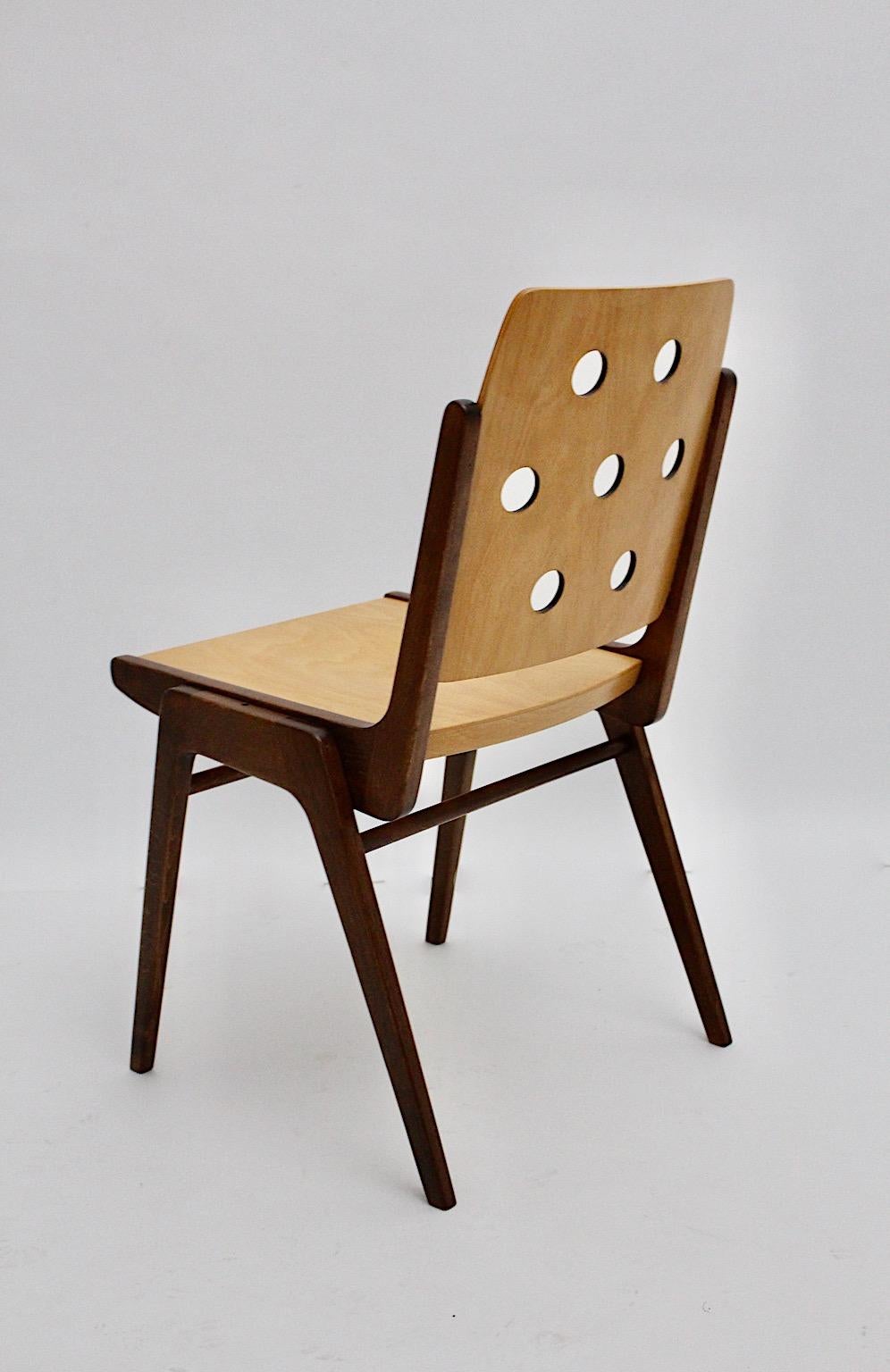 Mid Century Modern Vintage Franz Schuster Bicolor Dining Chairs 1950s Vienna  For Sale 12