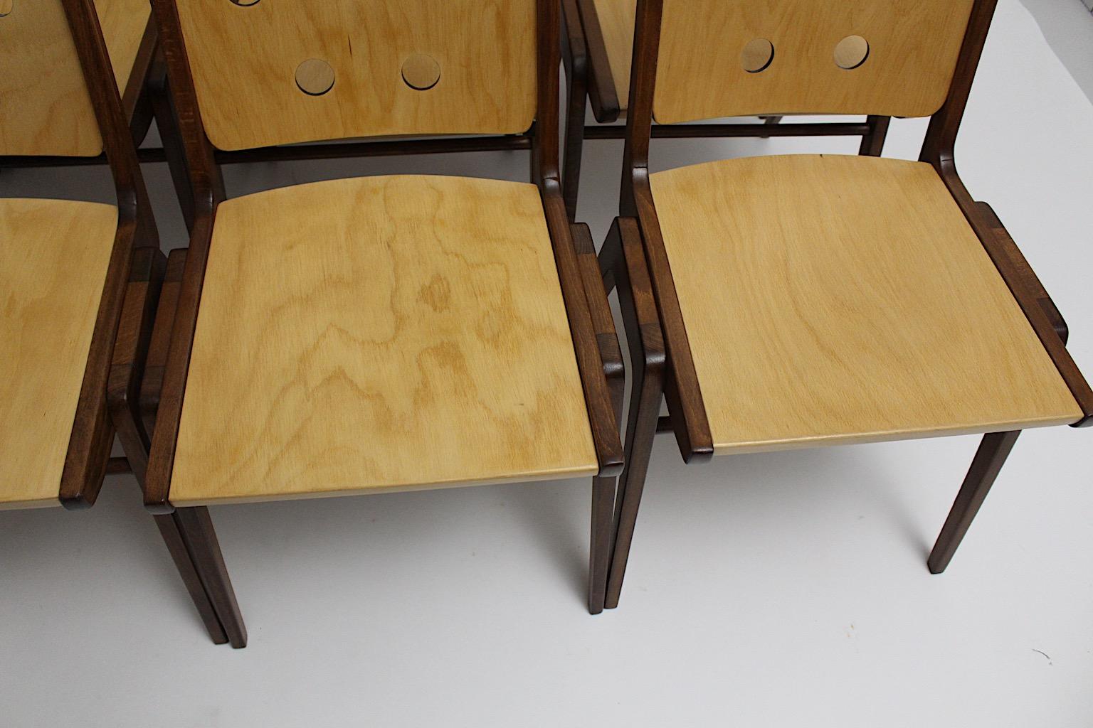 Milieu du XXe siècle Chaises de salle à manger bicolores Franz Schuster Vintage Mid Century Modern 1950s Vienna  en vente