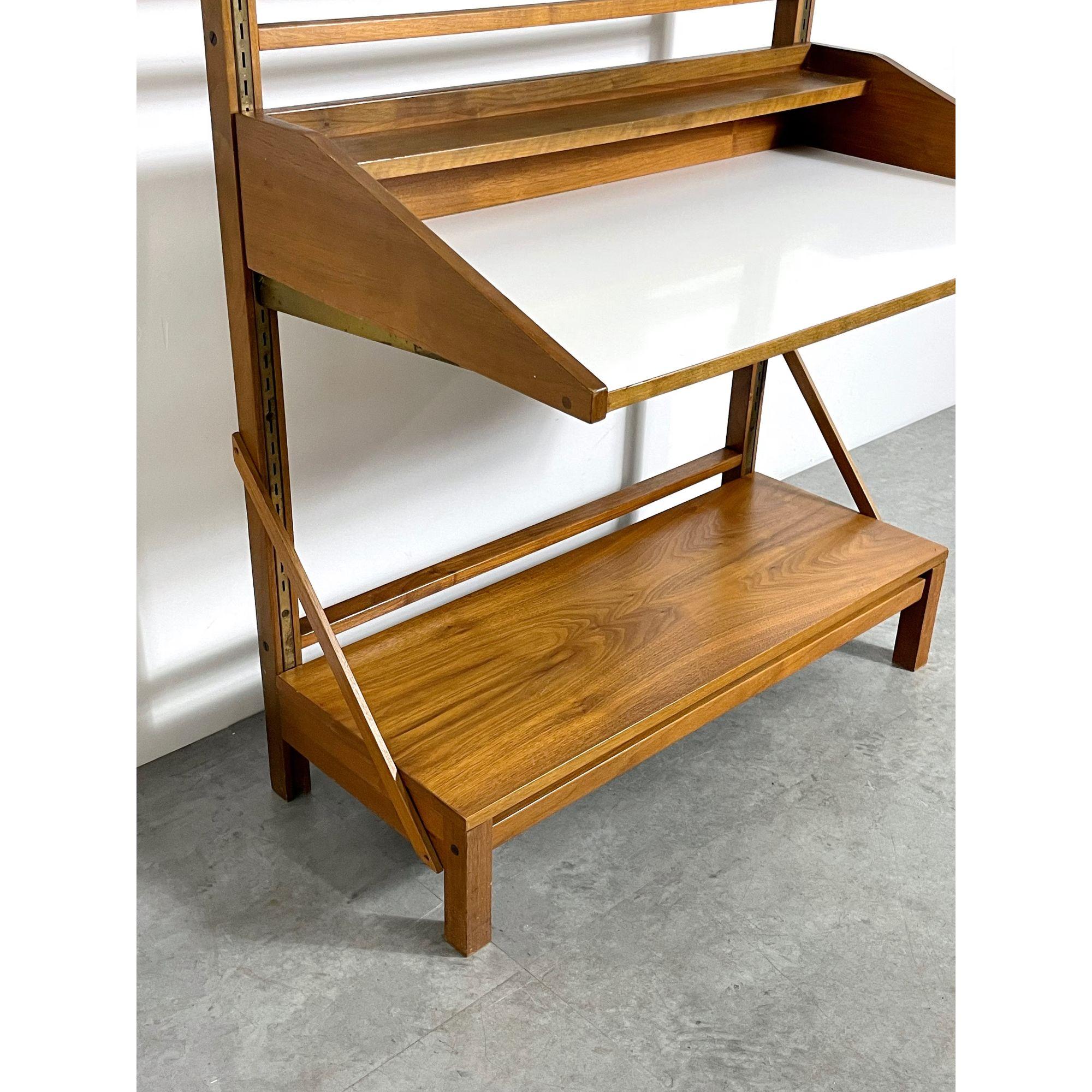 Laminated Mid Century Modern Vintage Freestanding Wall Unit Desk in Walnut, circa 1960s For Sale