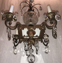 Mid-Century Modern Vintage French Bagues Crystal Silver Square Star Chandelier