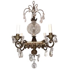 Mid-Century Modern Vintage French Bagues Crystal Silver Square Star Chandelier