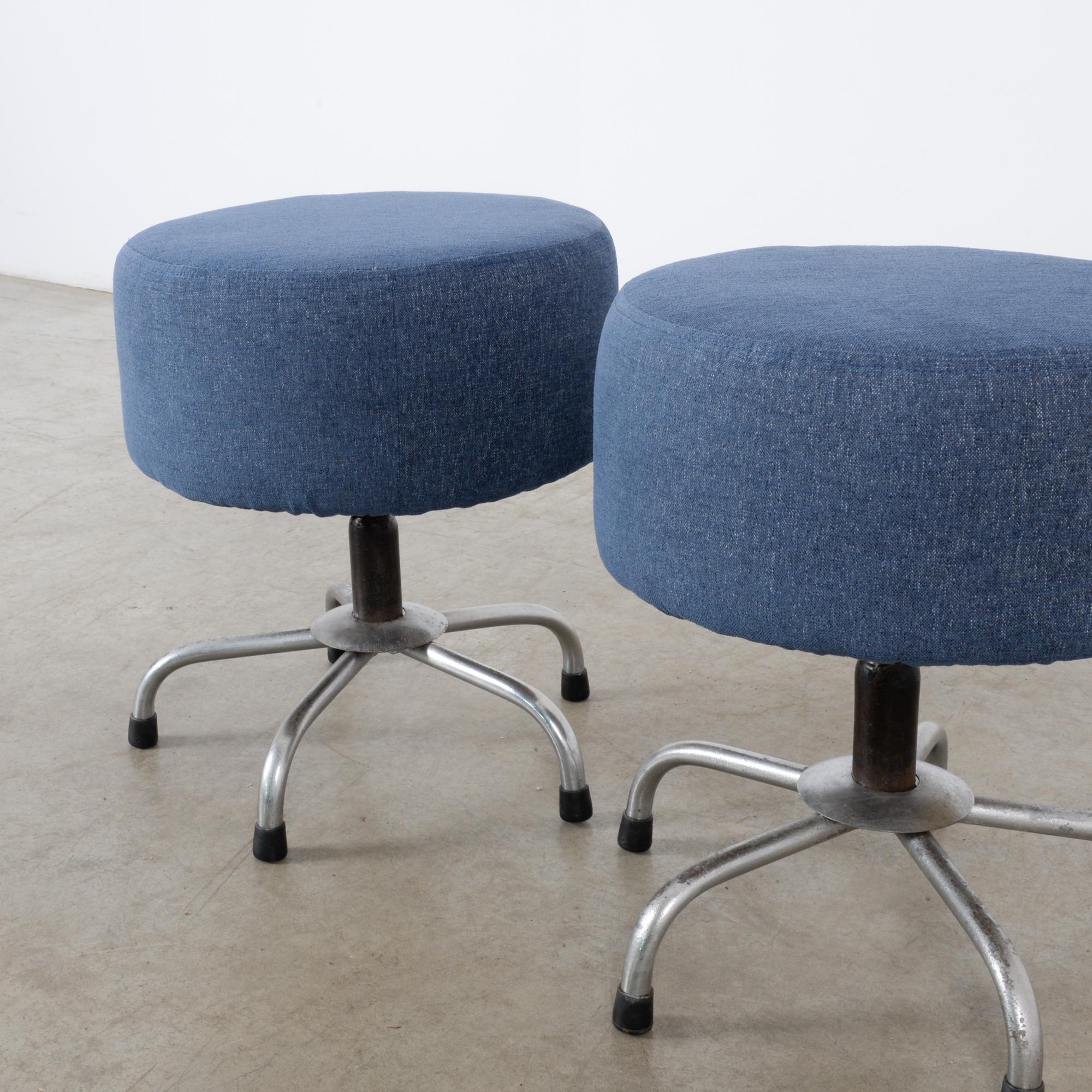 Mid-20th Century Mid-Century Modern Vintage French Stools, a Pair