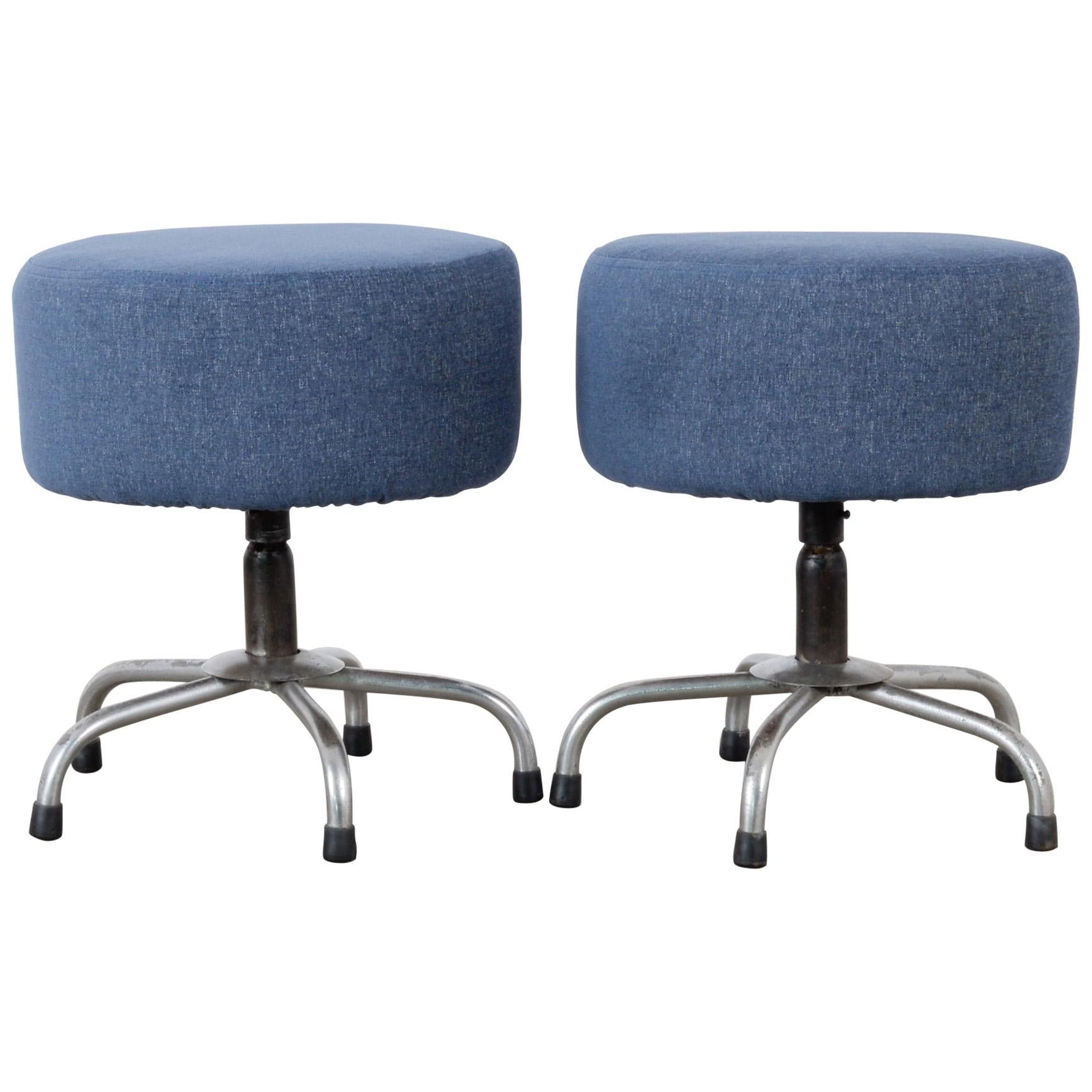 Mid-Century Modern Vintage French Stools, a Pair