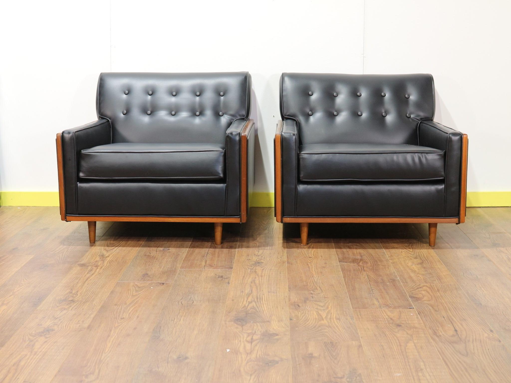A gorgeous pair of lounge chairs made by G Plan for their American range. These fabulous chairs are a style icon that look as good now as they did in the 1960s when first released.

 

Dimensions

Cms w78 d81.5 h68 Seat height 39 Seat depth 56