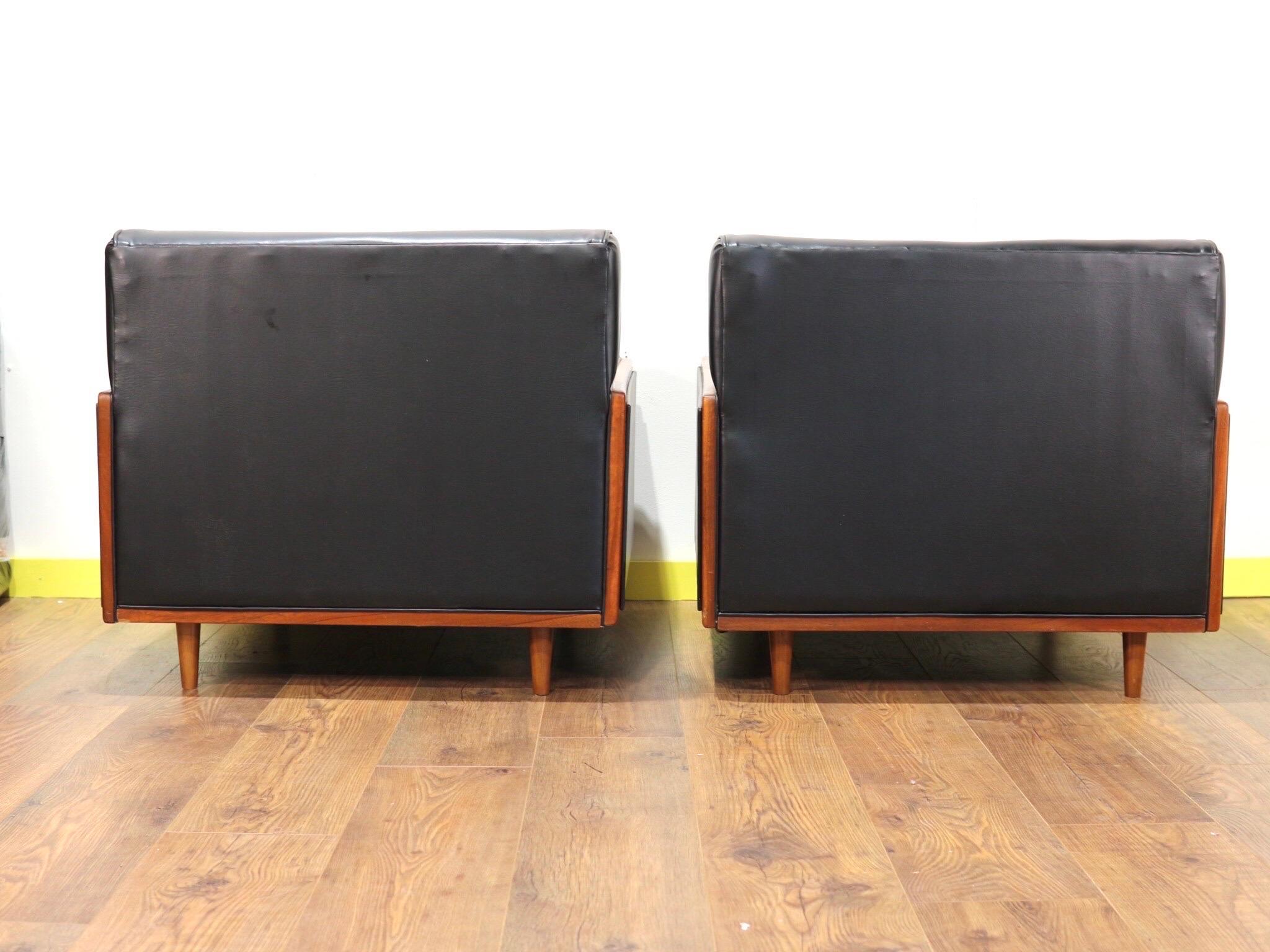 Mid-Century Modern Vintage G Plan American Lounge Chairs Pair 1