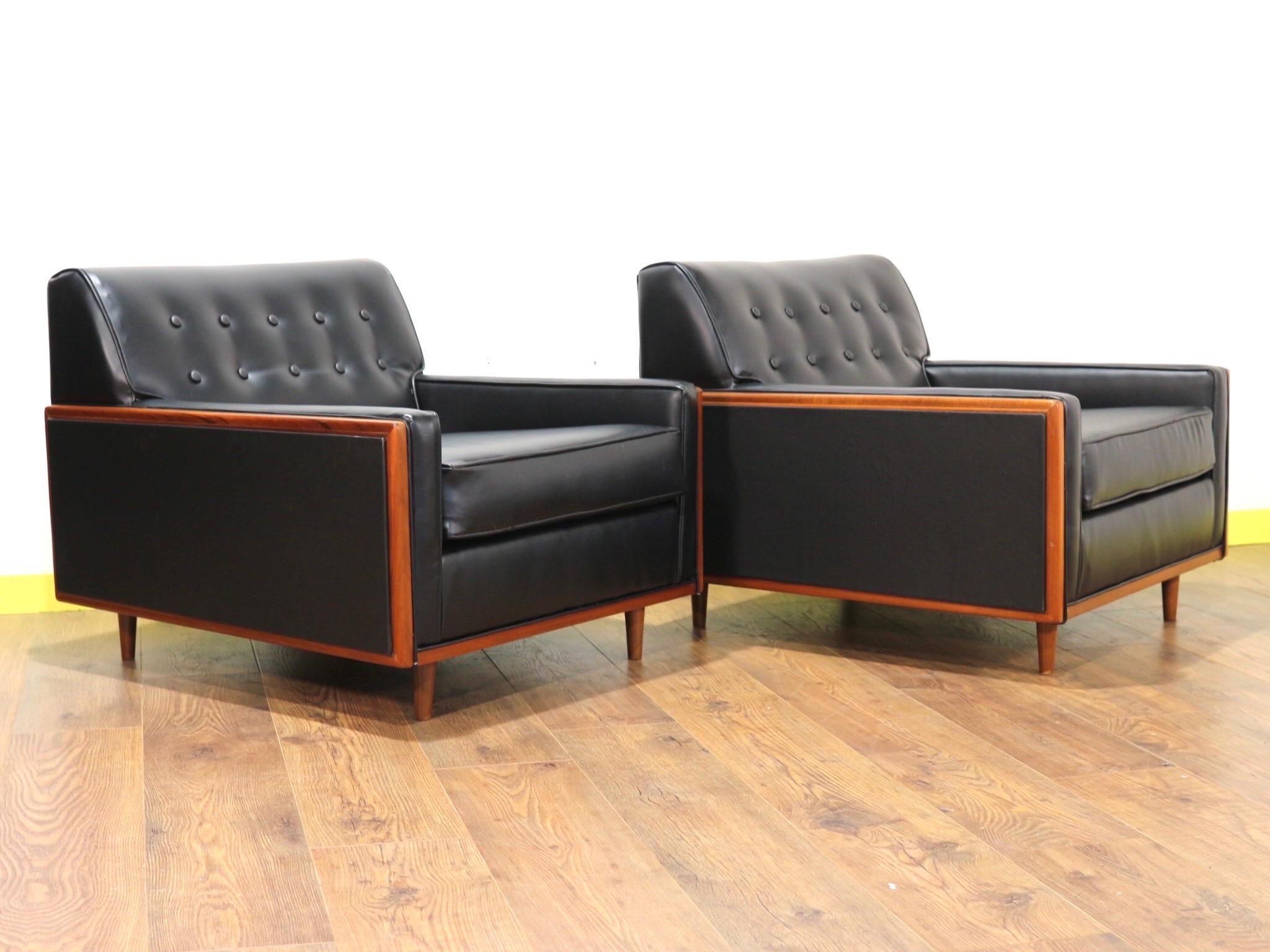 Mid-Century Modern Vintage G Plan American Lounge Chairs Pair 2
