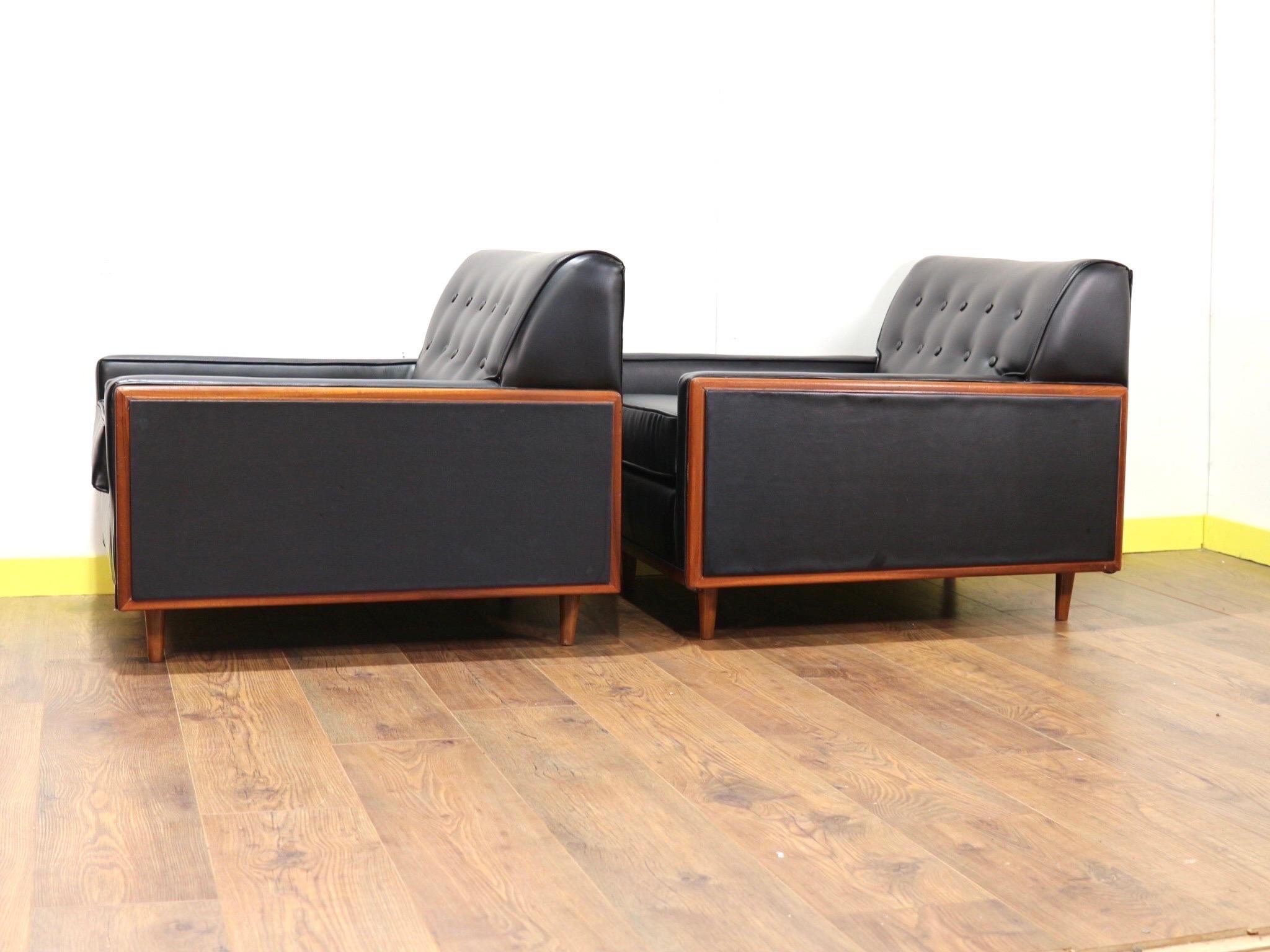 Mid-Century Modern Vintage G Plan American Lounge Chairs Pair 3