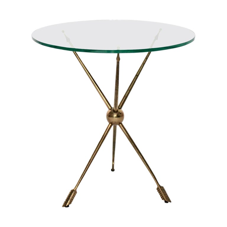 Mid Century Modern Vintage Glass Arrow Side Table Occasional Table