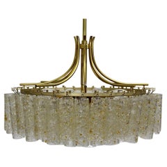 Runder Vintage-Kronleuchter aus Glas und Messing, Mid-Century Modern, Doria, Deutschland, 1970er Jahre