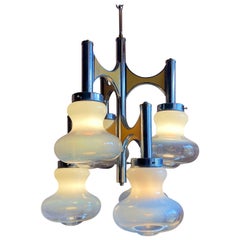Mid-Century Modern Vintage Glass Chandelier Mazzega Chandelier, Italy, 1970