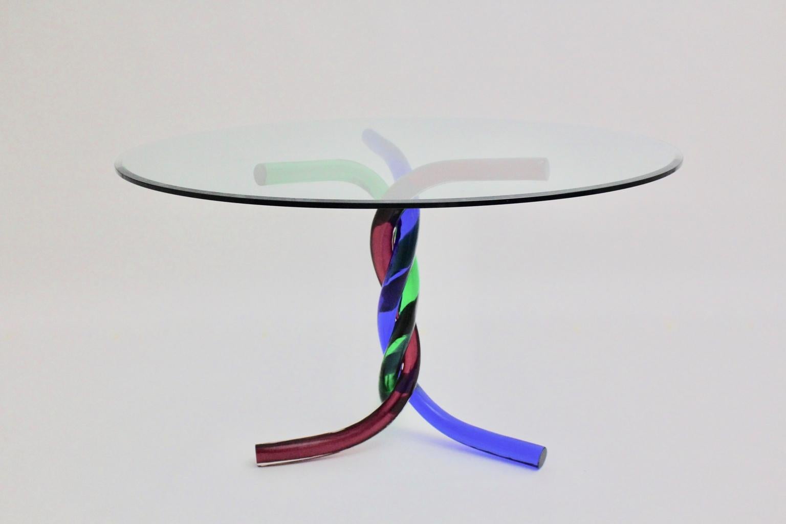 Italian Mid-Century Modern Vintage Glass Dining Table Center Table Murano, Italy, 1970 For Sale