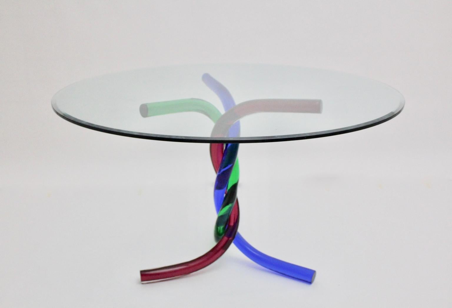 Murano Glass Mid-Century Modern Vintage Glass Dining Table Center Table Murano, Italy, 1970 For Sale