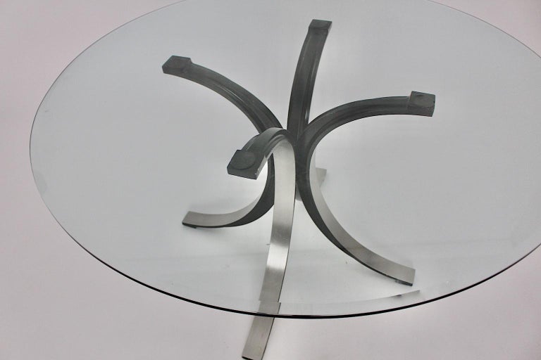 Mid-Century Modern Vintage Glass Metal Dining Table Osvaldo Borsani Tecno, Italy For Sale 5