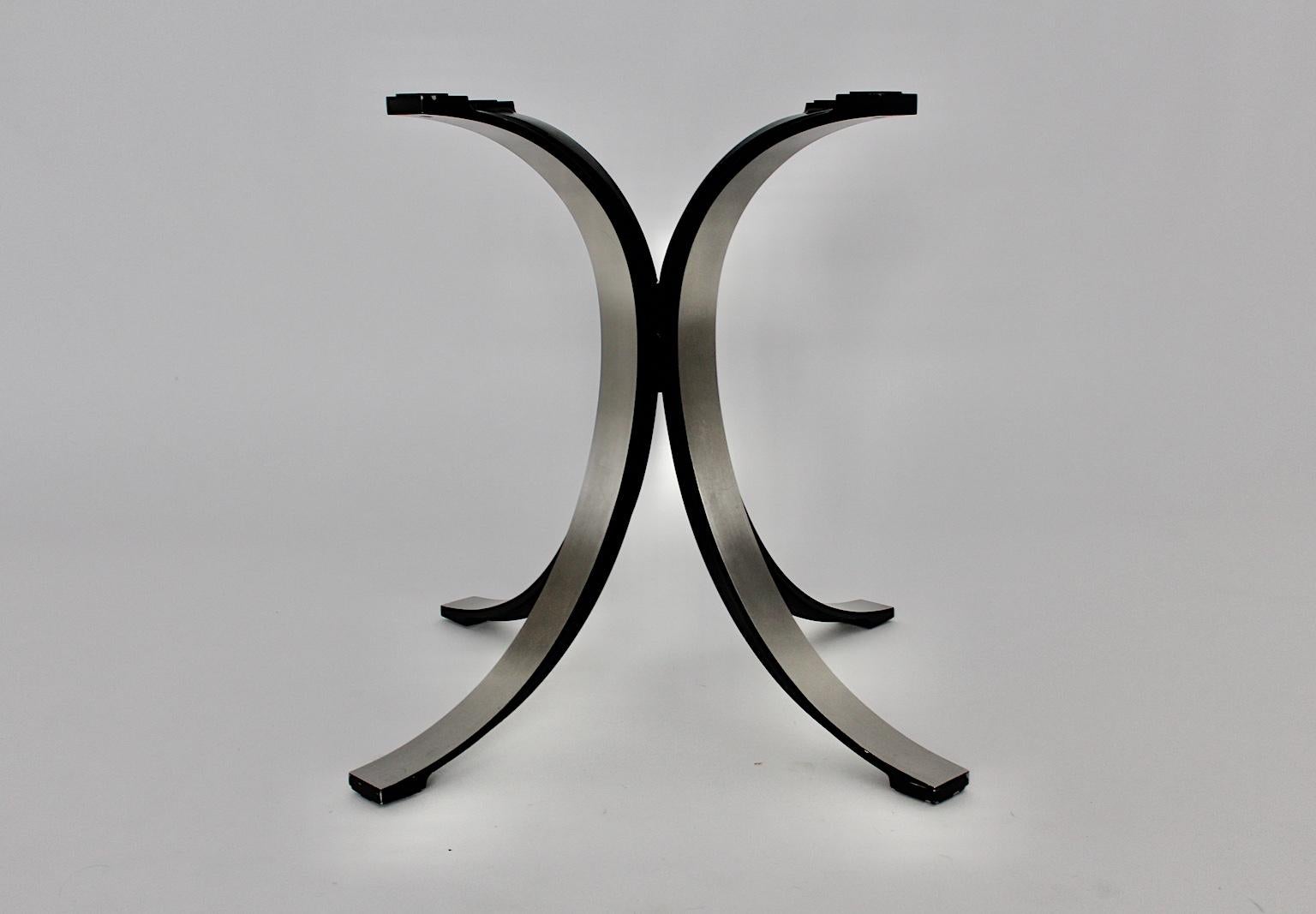 Mid-Century Modern Vintage Glass Metal Dining Table Osvaldo Borsani Tecno, Italy For Sale 7