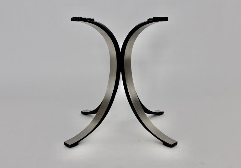Mid-Century Modern Vintage Glass Metal Dining Table Osvaldo Borsani Tecno, Italy For Sale 9