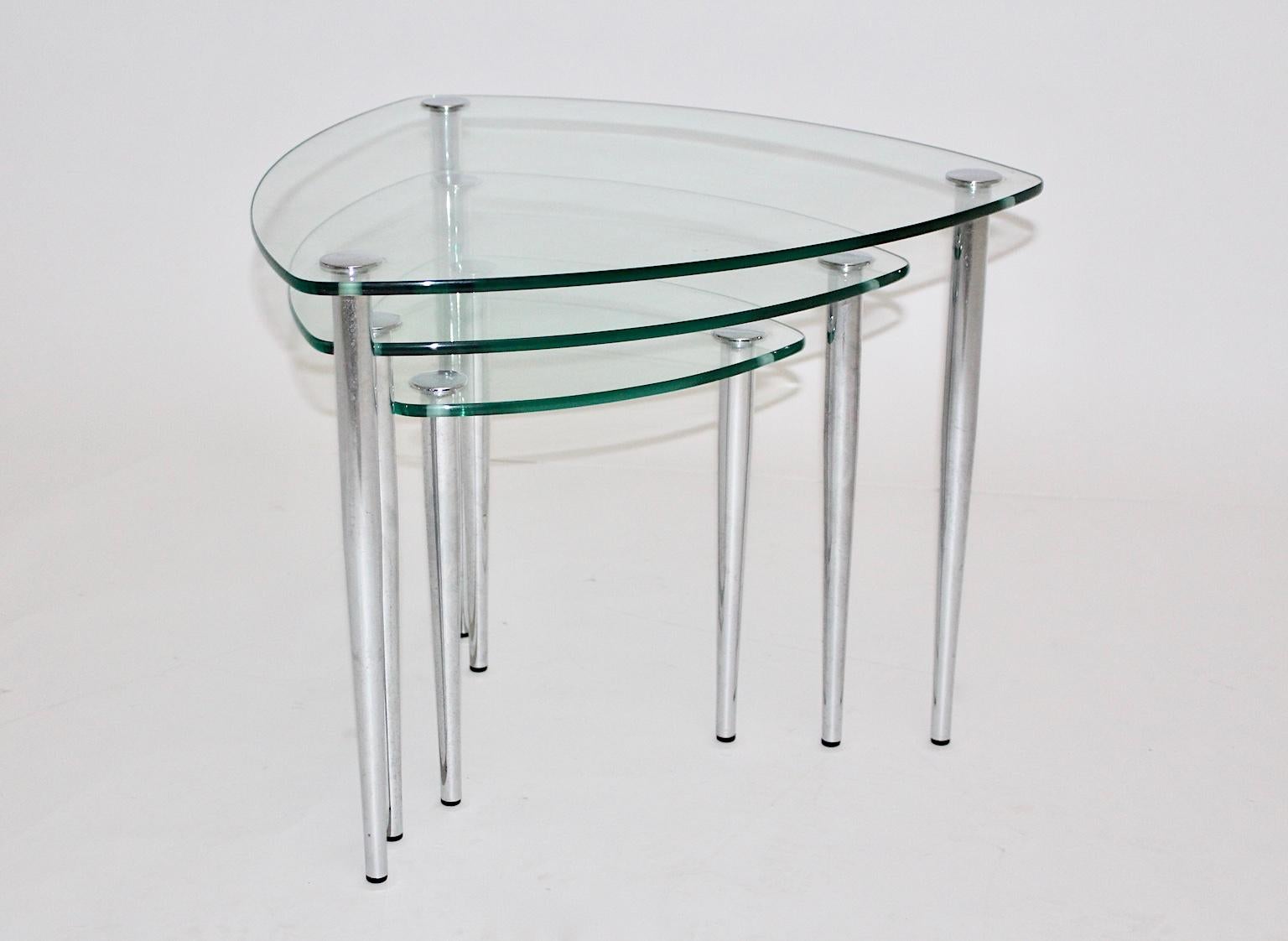 vintage glass nesting tables
