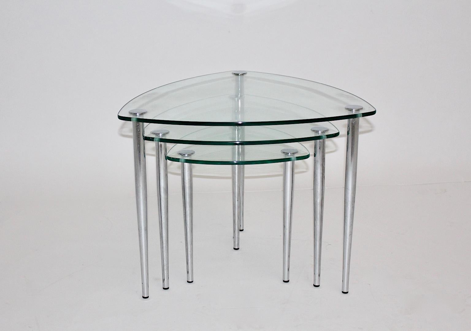 glass and metal nest of tables