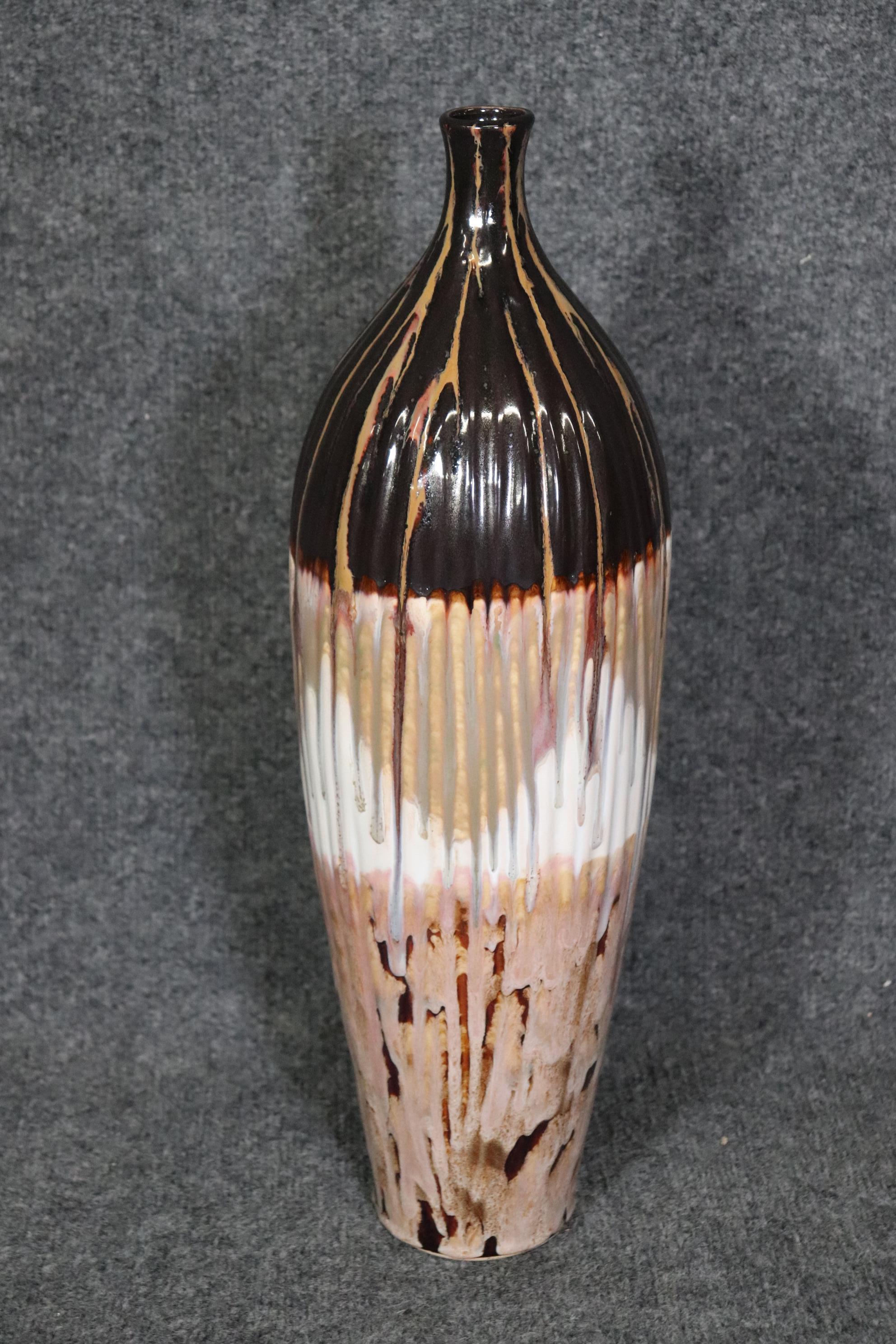 Mid-Century Modern Mid Century Modern Vintage Glazed Pottery Multicolored Vase  For Sale