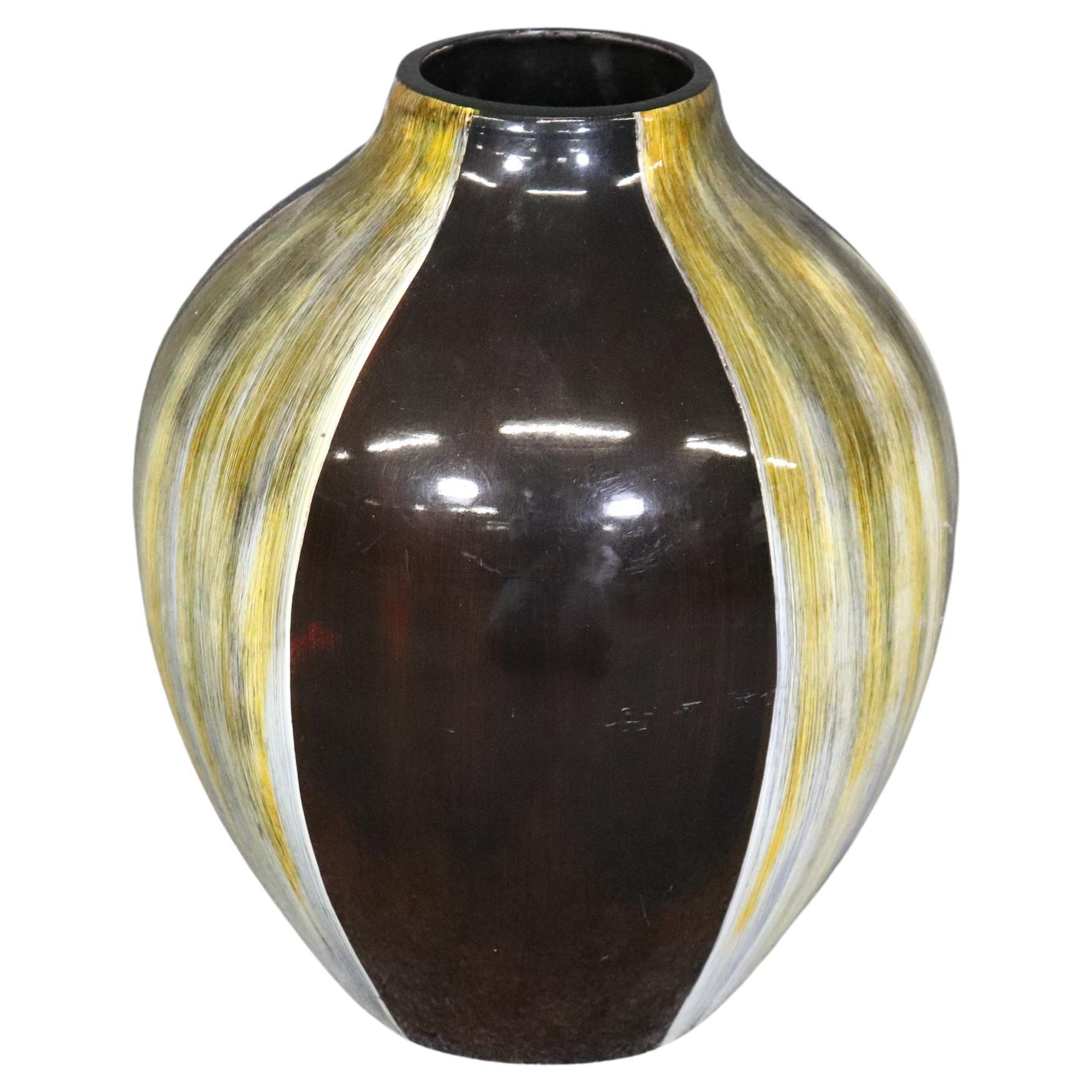 Mid Century Modern Vintage Glasierte Keramik Vase 