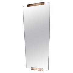 Specchio da parete a figura intera Vintage Gold White del Mid Century Modern 1950 Italia