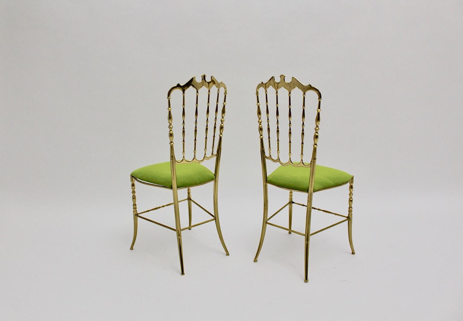 Mid-Century Modern Vintage Golden Brass Chiavari Side Chairs, 1950s, Italy For Sale 5