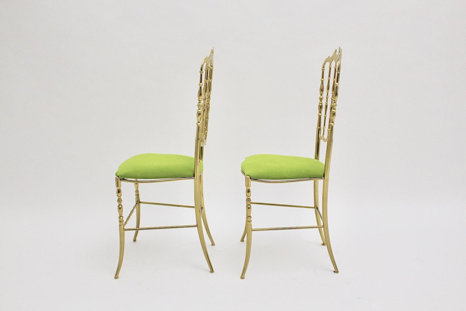 Mid-Century Modern Vintage Golden Brass Chiavari Side Chairs, 1950s, Italy For Sale 2