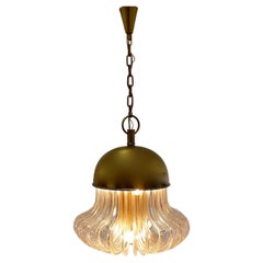 Mid Century Modern Vintage Golden Brass Crystal Glass Chandelier Bakalowits 1960