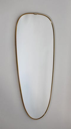 Mid Century Modern Vintage Golden Brass Full Length Mirror Floor Mirror 1950s