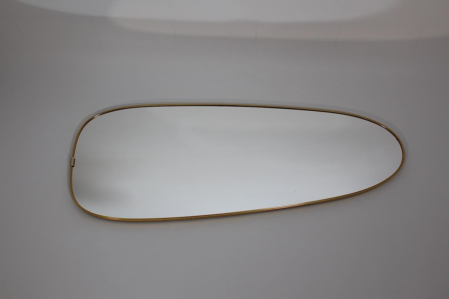 Mid-Century Modern Mid Century Modern Vintage Golden Brass Full Length Mirror Floor Mirror 1950s  For Sale