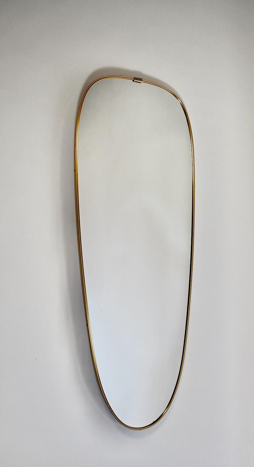 Metal Mid Century Modern Vintage Golden Brass Full Length Mirror Floor Mirror 1950s 