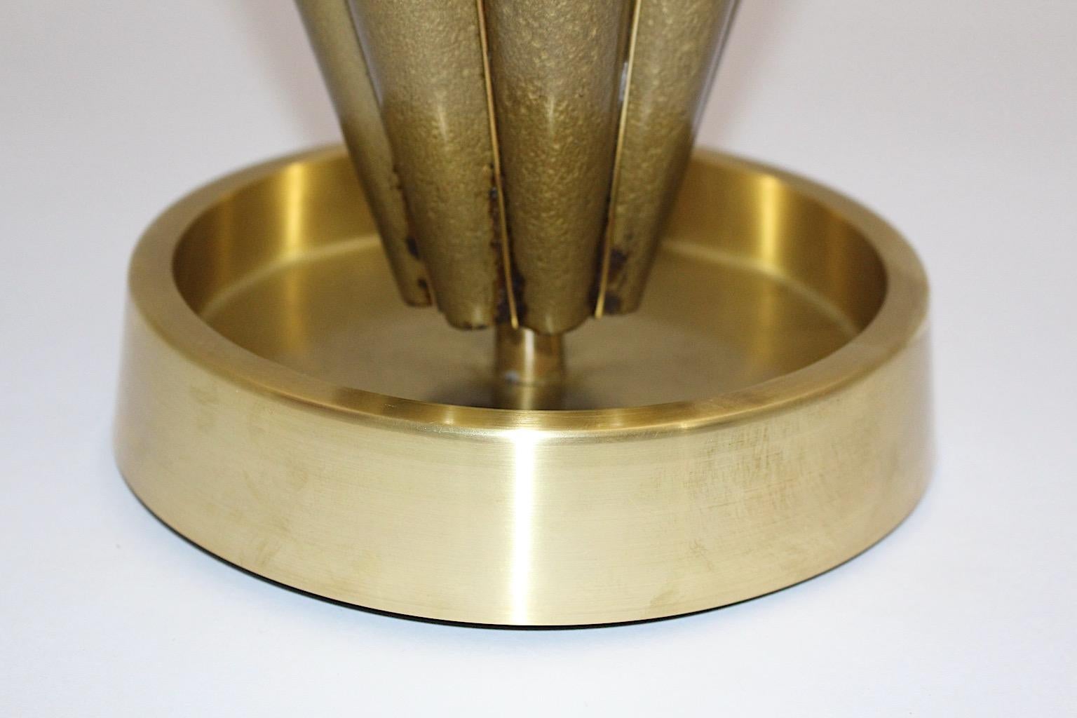Mid-Century Modern Vintage Golden Metal Bamboo Umbrella Stand Italy 1950s For Sale 2