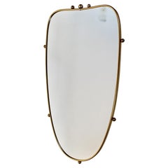 Mid Century Modern Vintage Golden Metal Brass Oval Wall Mirror Ornaments 1950