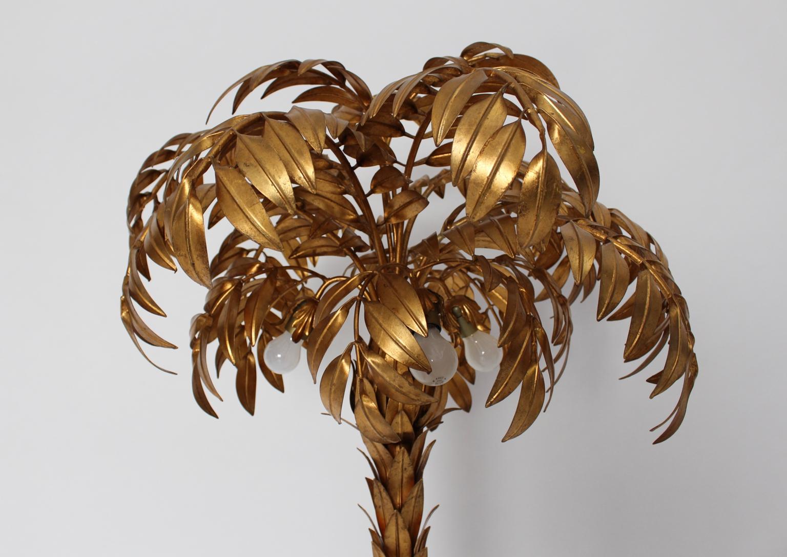 Hollywood Regency Style Vintage Golden Palm Tree Floor Lamp Hans Kögl, c 1970  3