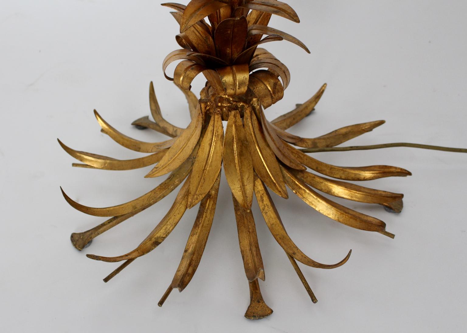 Hollywood Regency-Stil Vintage Stehlampe mit goldener Palme von Hans Kögl, um 1970  4