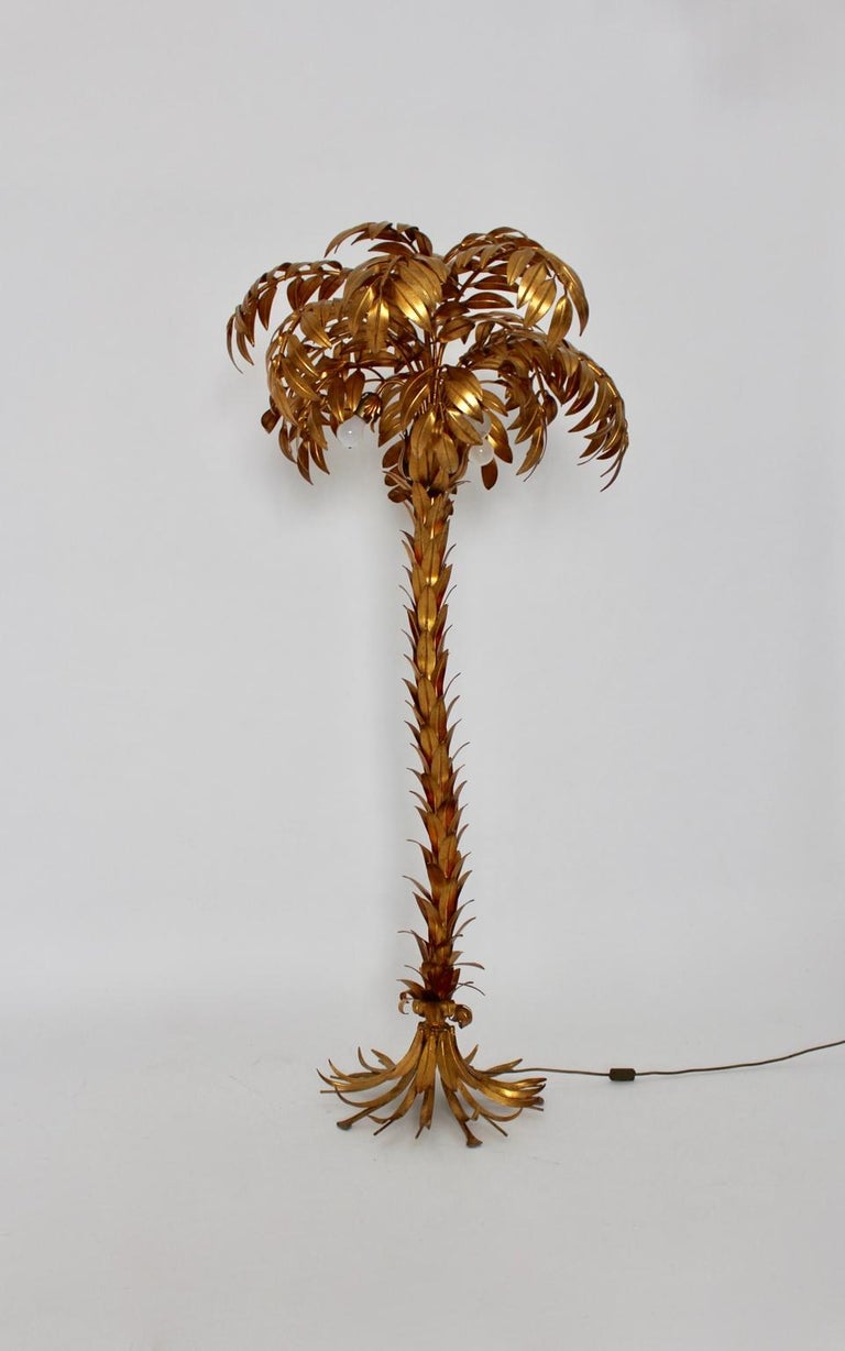 Mid-Century Modern Vintage Golden Palm Tree Floor Lamp by ...
