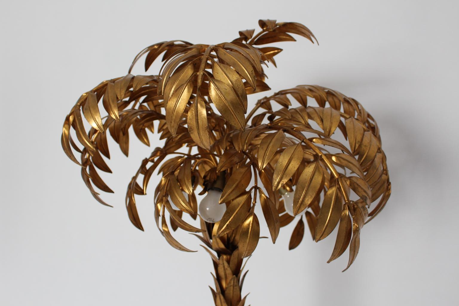 Hollywood Regency Style Vintage Golden Palm Tree Floor Lamp Hans Kögl, c 1970  1
