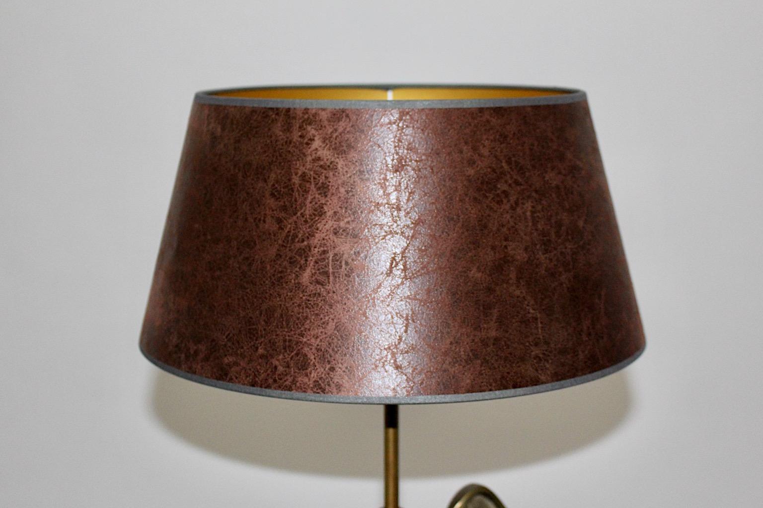 Mid Century Modern Vintage Golf Club Leather Brass Floor Lamp Jacques Adnet 1940 For Sale 4